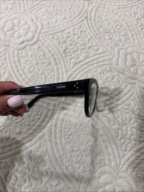 Celine Glossy Black Rectangular Optical Frames with Gold Logo